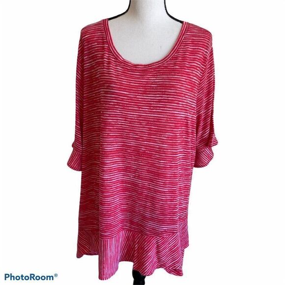 Terra & Sky Red Peplum Top Size 4X - Picture 3 of 13